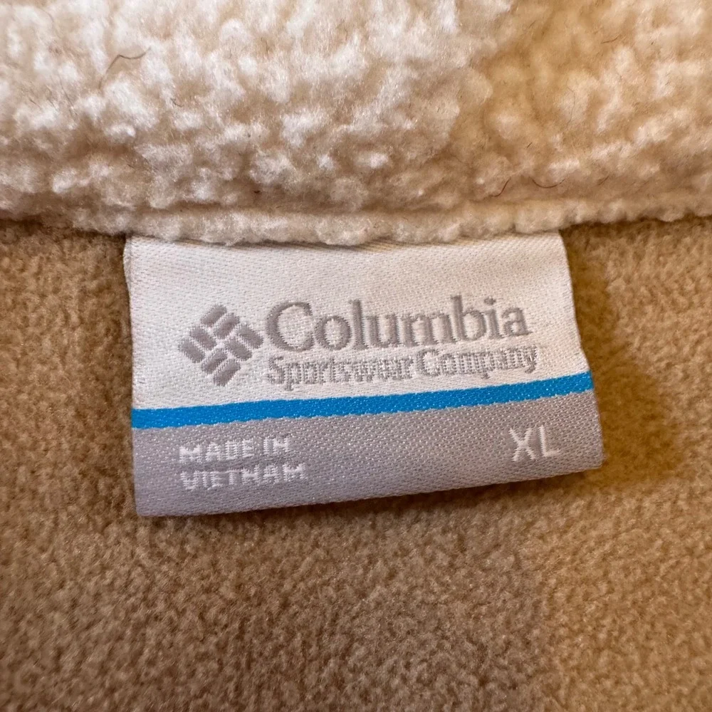 Columbia Neutral Sherpa Fleece Pullover Tan Cream Cozy Outdoor Crop Jacket Sz XL - Picture 5 of 12